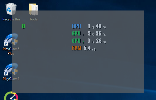 PlayClaw : Windows 10 desktop widgets with overlays